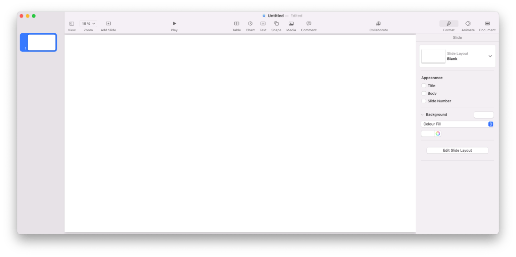 Apple Keynote with the basic template