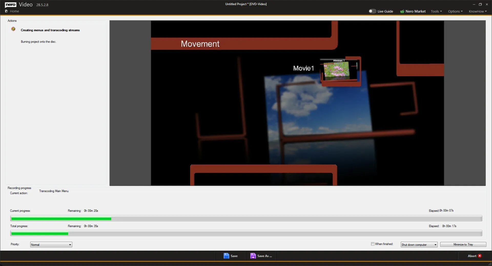 DVD-Video creation in Nero Video 2026 (28.5.2.8) on Windows 7