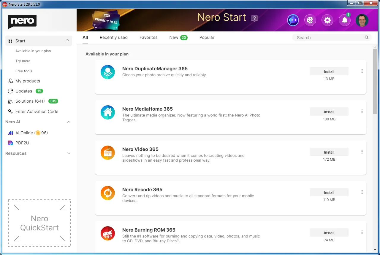 Nero Start (28.5.51.0) on Windows 7